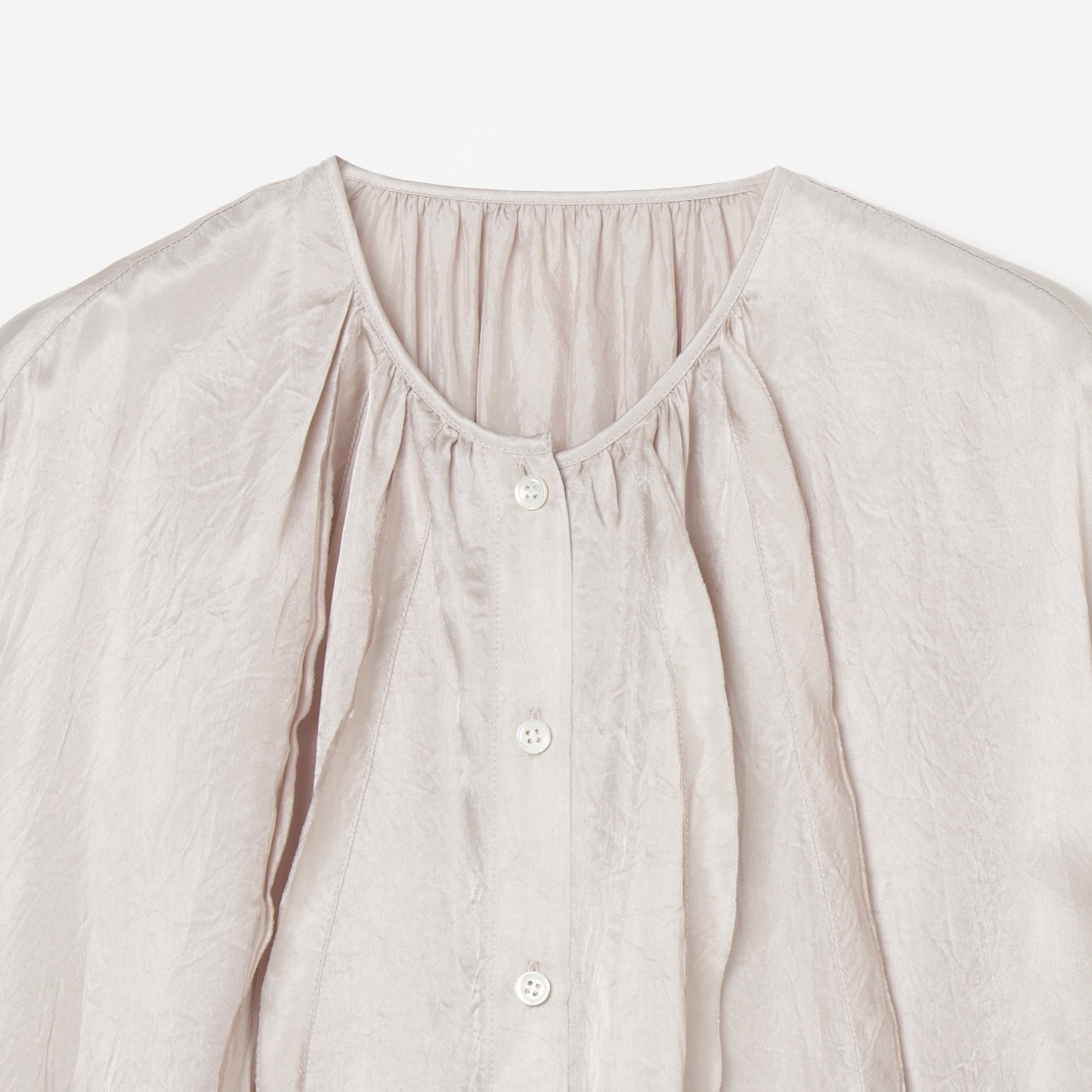 CREPE SHEER GATHERED BLOUSE 詳細画像 グレー 2