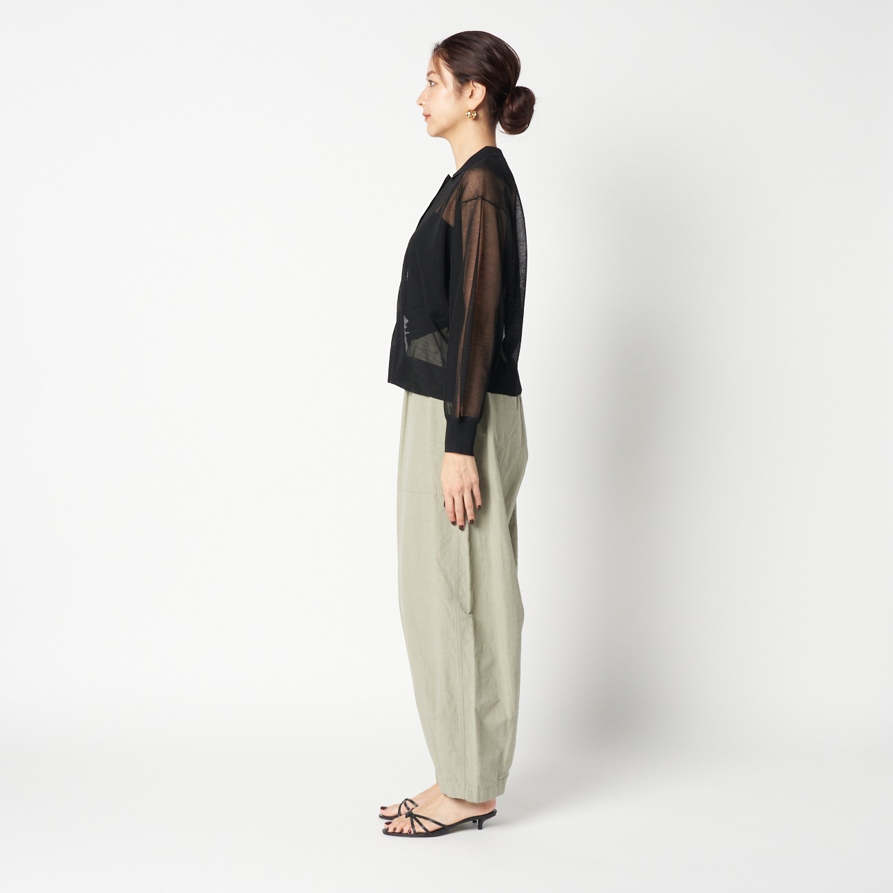 SHEER  POLO CARDIGAN 詳細画像 ブラック 6