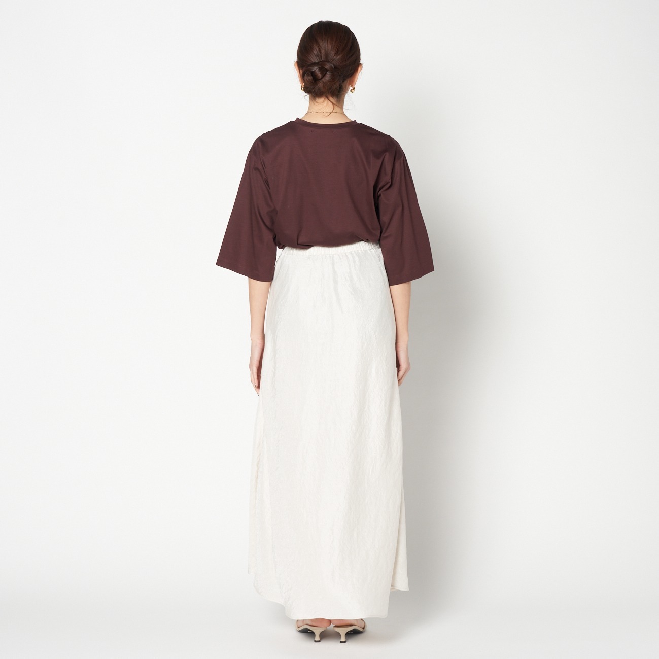 SATIN MAXI FLARE SKIRT 詳細画像 アイボリー 7