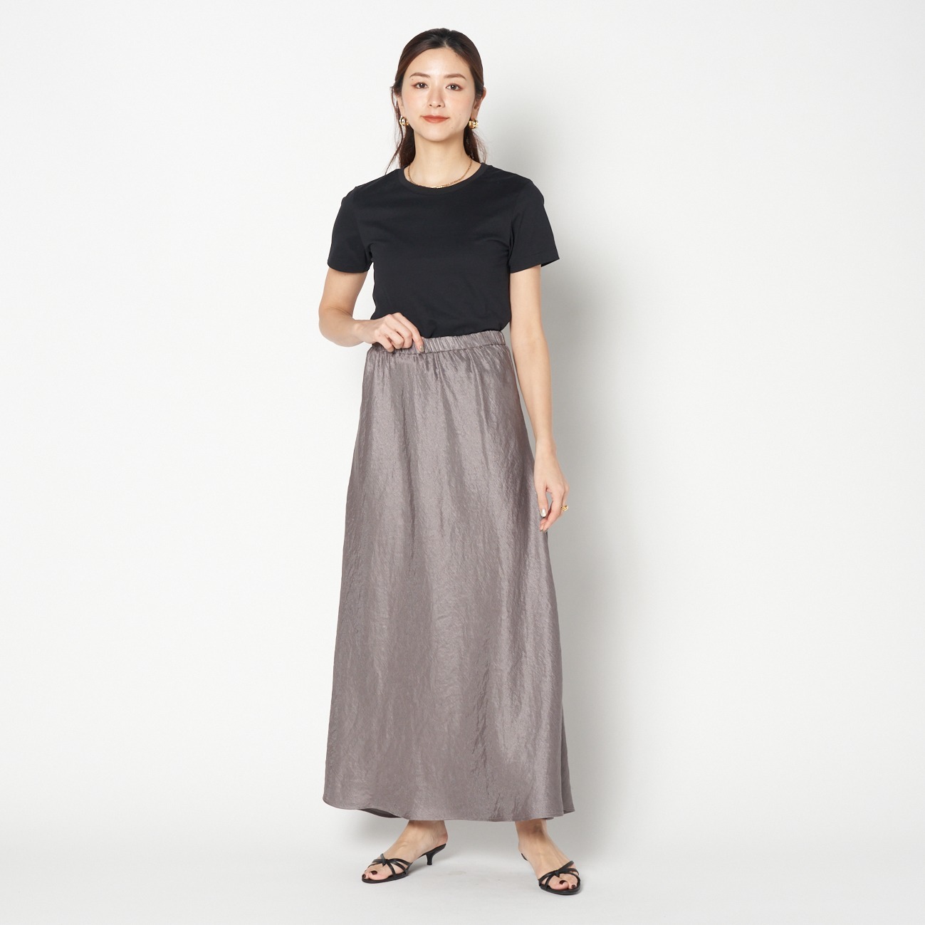 SATIN MAXI FLARE SKIRT 詳細画像 ダークブラウン 1