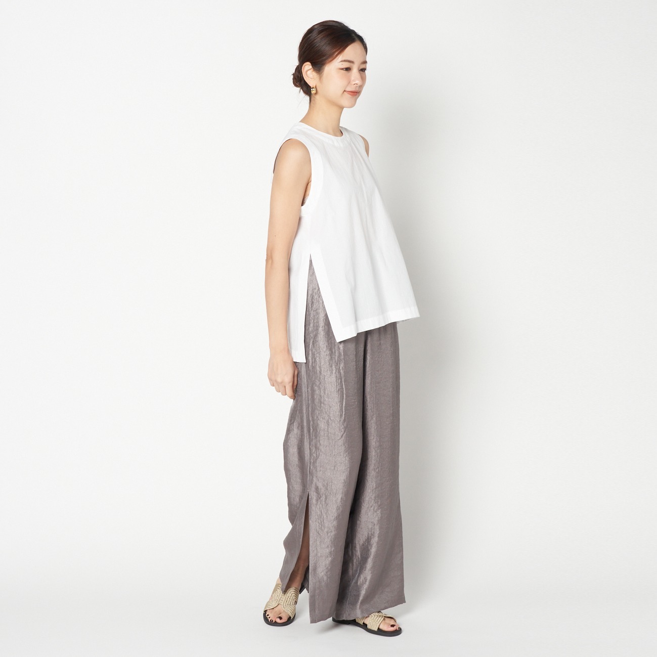 SATIN SLIT EASY PANTS 詳細画像 ダークブラウン 10