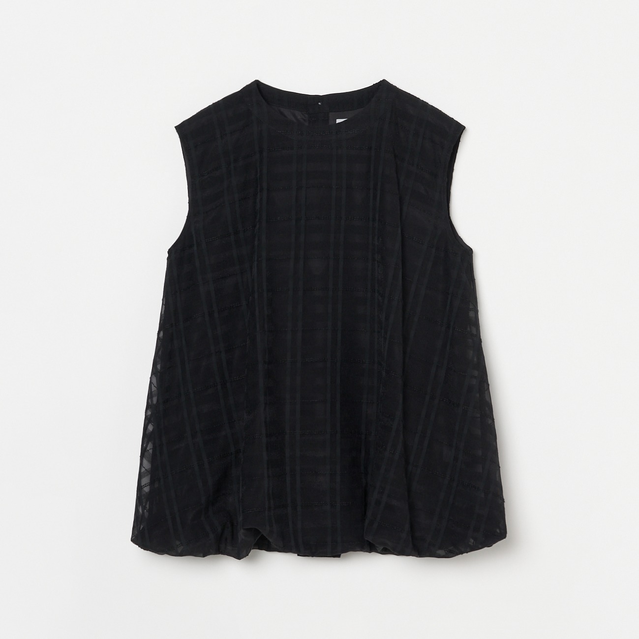 CHECK BALLOON HEM BLOUSE 詳細画像 ブラック 1