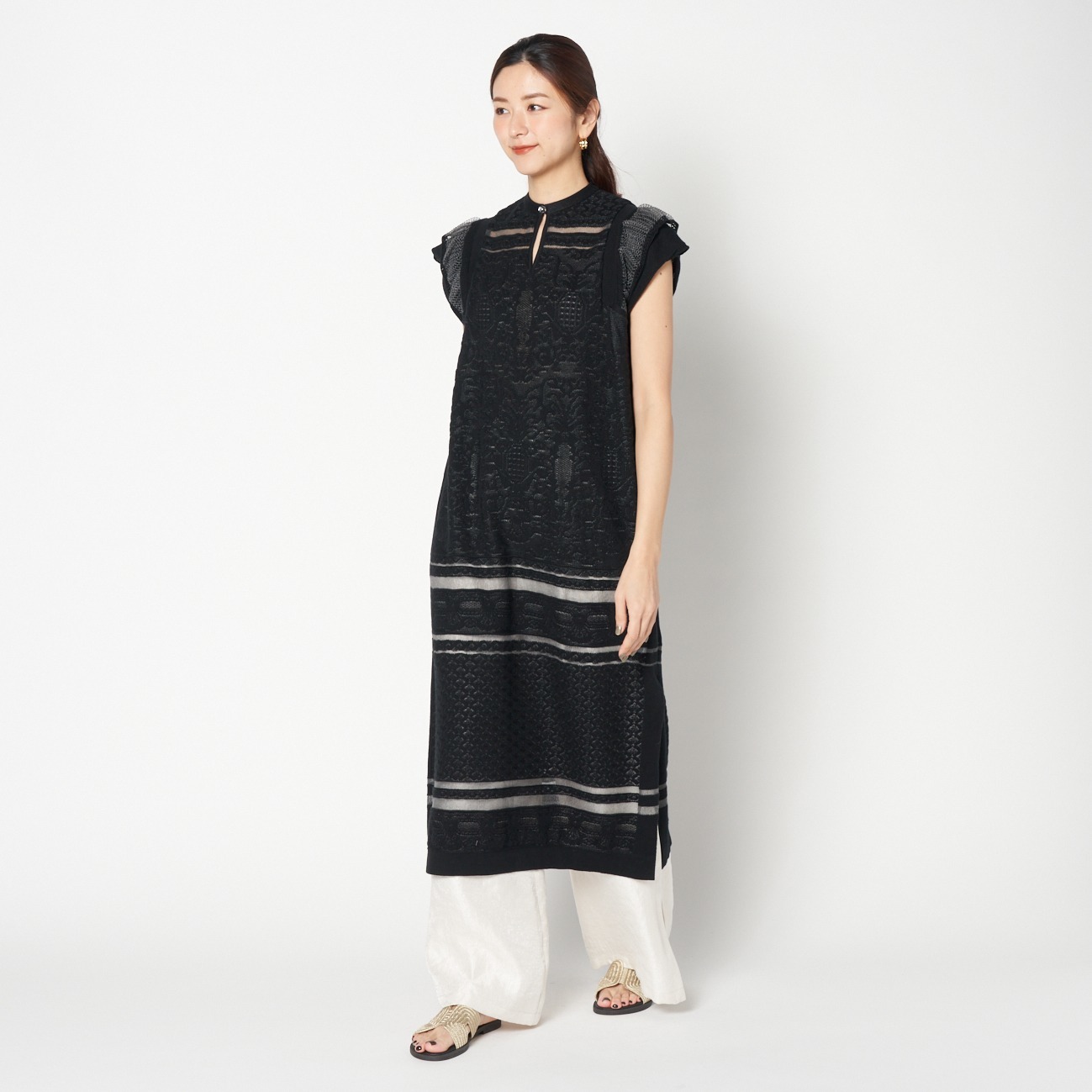 LACE JACQUARD 2WAY DRESS 詳細画像 ブラック 12