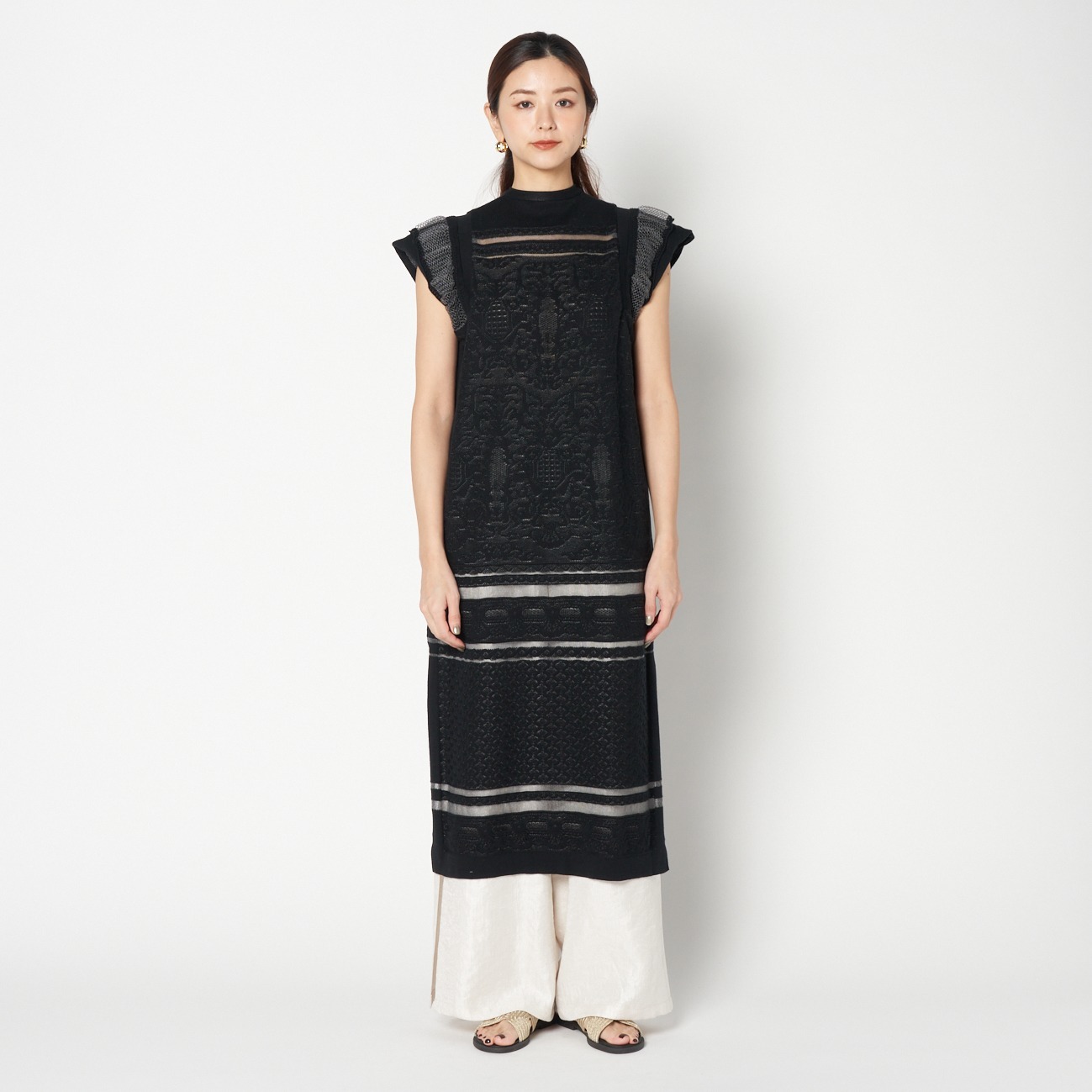 LACE JACQUARD 2WAY DRESS 詳細画像 ブラック 6