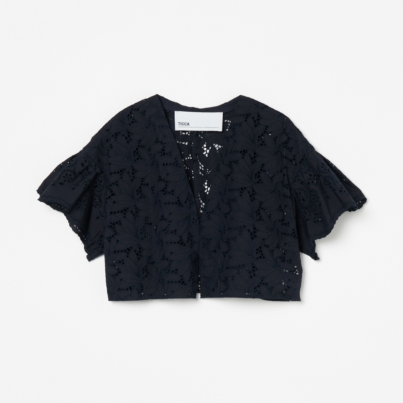 FLOWER LACE SHORT BLOUSE 詳細画像 ネイビー 1